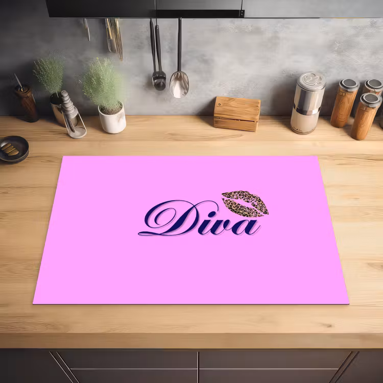 Diva - Lip - Panterprint - Roze Inductie beschermer vinyl 3mm klein -sfeer5