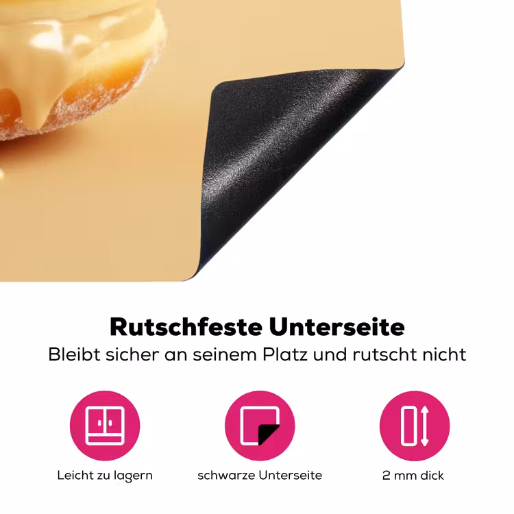 Donut - Romig - Poedersuiker - Beige Inductie beschermer vinyl 3mm klein -zzzzzzz-lf-onderkant