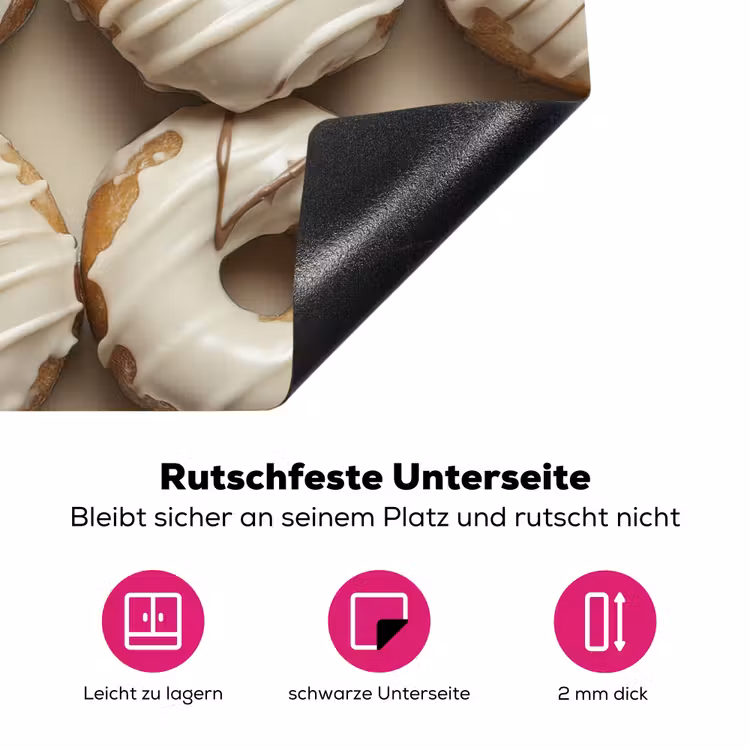 Donuts - Chocolade - Wit - Beige Inductie beschermer vinyl 3mm klein -zzzzzzz-lf-onderkant