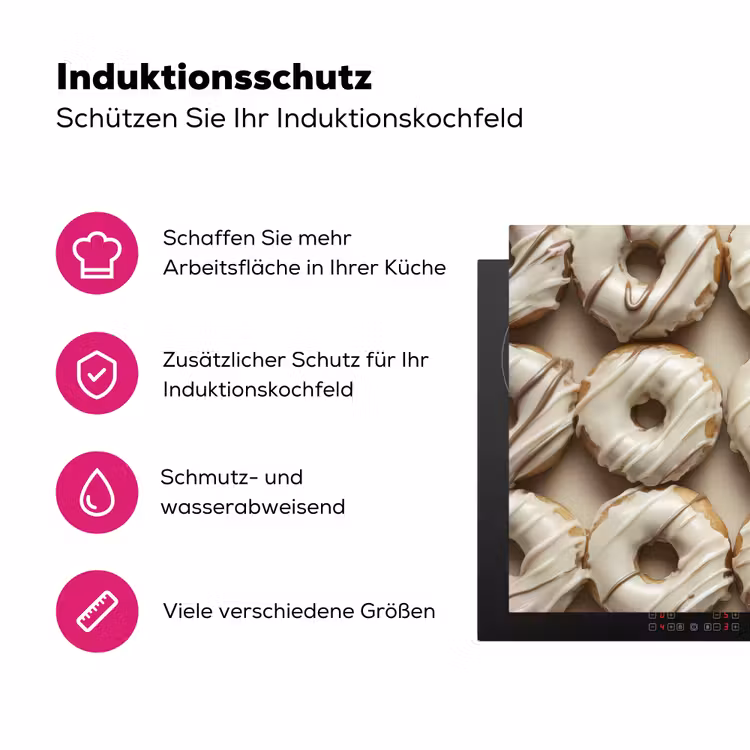 Donuts - Chocolade - Wit - Beige Inductie beschermer vinyl 3mm klein -zzzzzzz-lf-ups
