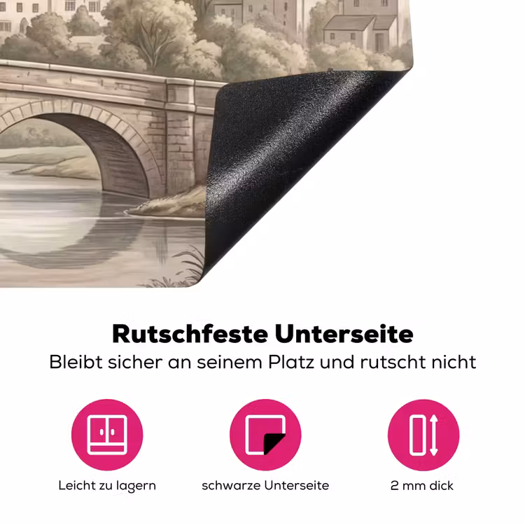 Dorp - Brug - Uitzicht - Groen Inductie beschermer vinyl 3mm klein -zzzzzzz-lf-onderkant