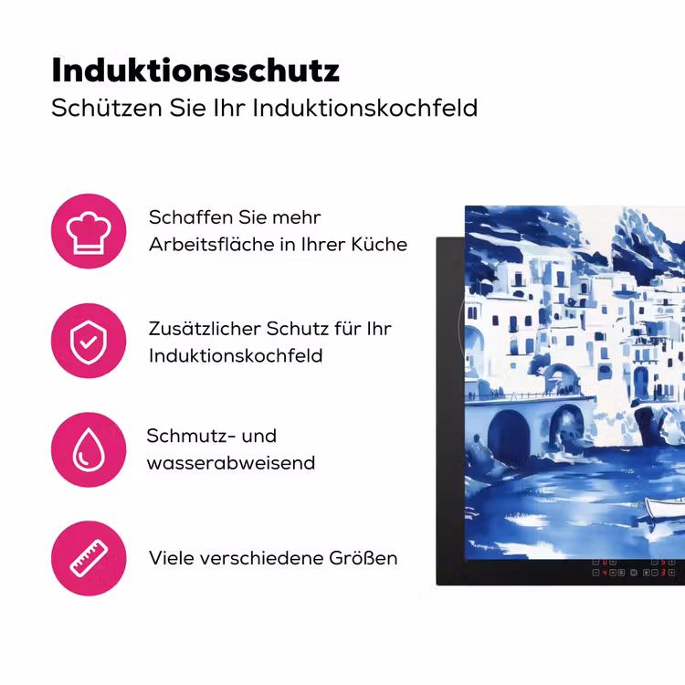 Dorp - Rotswand - Roeiboot - Water Inductie beschermer vinyl 3mm klein -zzzzzzz-lf-ups