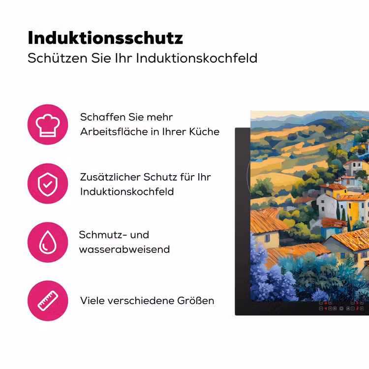 Dorp - Heuvels - Landschap - Bomen Inductie beschermer vinyl 3mm klein -zzzzzzz-lf-ups