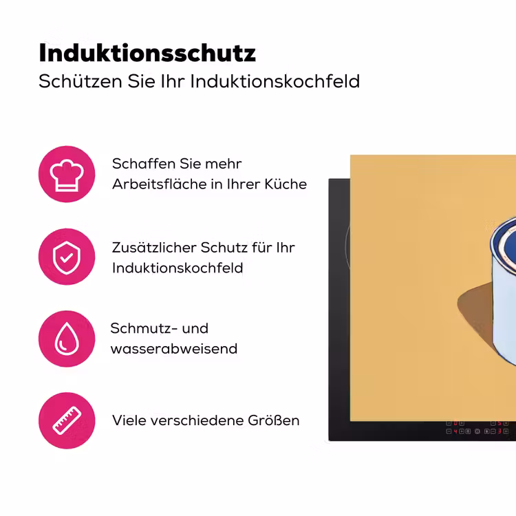 Blikje - Minimalistisch - Blauw - Illustratie Inductie beschermer vinyl 3mm klein -zzzzzzz-lf-ups