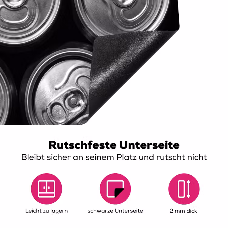 Blikjes - Aluminium - Patroon - Industrieel - Zilver Inductie beschermer vinyl 3mm middel -zzzzzzz-lf-onderkant