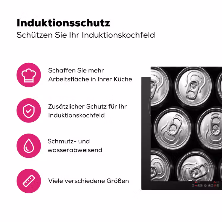 Blikjes - Aluminium - Patroon - Industrieel - Zilver Inductie beschermer vinyl 3mm middel -zzzzzzz-lf-ups