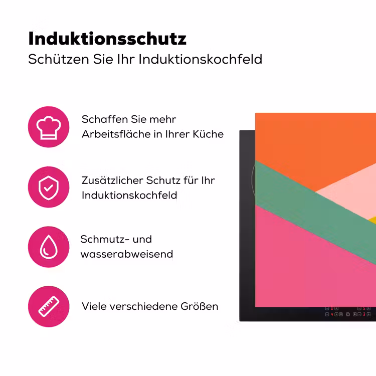 Driehoeken - Kleurrijk - Abstract Inductie beschermer vinyl 3mm klein -zzzzzzz-lf-ups
