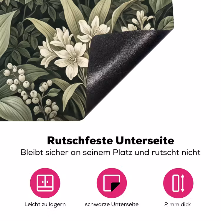 Jungle - Bladeren - Botanisch - Groen Inductie beschermer vinyl 3mm klein -zzzzzzz-lf-onderkant