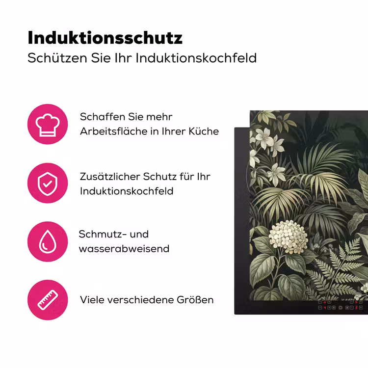 Jungle - Bladeren - Botanisch - Groen Inductie beschermer vinyl 3mm klein -zzzzzzz-lf-ups