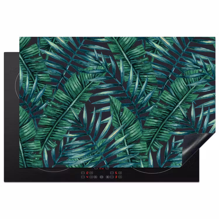 Jungle - Bladeren - Tropisch Inductie beschermer vinyl 3mm klein -3d