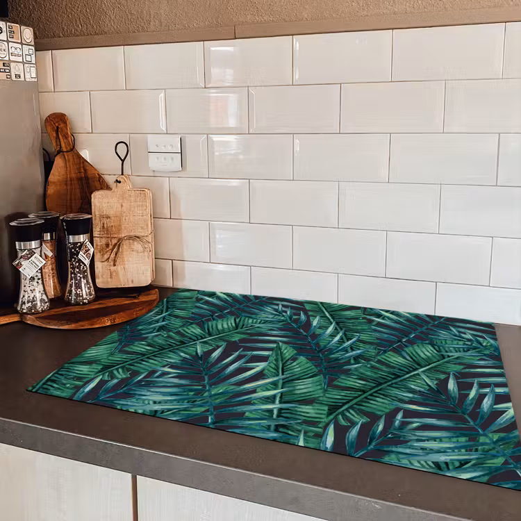 Jungle - Bladeren - Tropisch Inductie beschermer vinyl 3mm klein -sfeer3