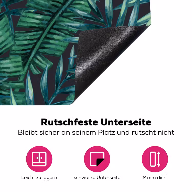 Jungle - Bladeren - Tropisch Inductie beschermer vinyl 3mm klein -zzzzzzz-lf-onderkant