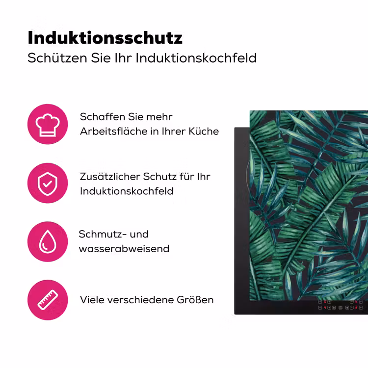 Jungle - Bladeren - Tropisch Inductie beschermer vinyl 3mm klein -zzzzzzz-lf-ups