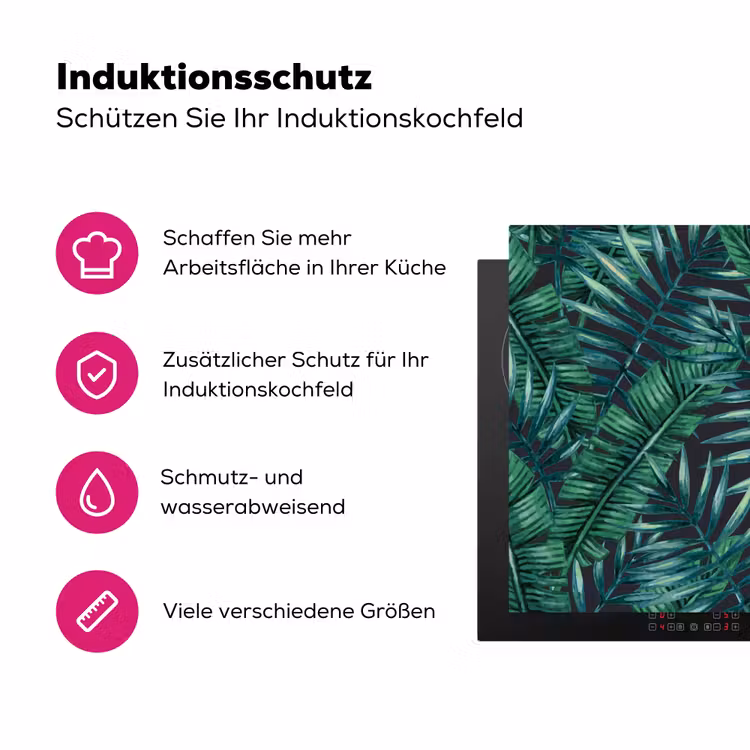 Jungle - Bladeren - Tropical Inductie beschermer vinyl 3mm klein -zzzzzzz-lf-ups