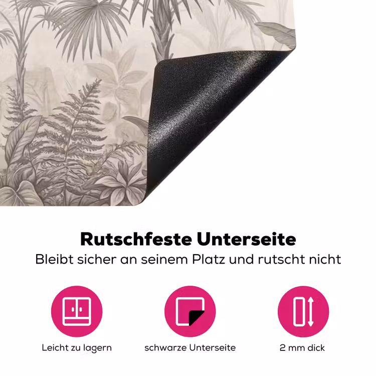 Jungle - Banenboom - Kolibrie - Beige Inductie beschermer vinyl 3mm klein -zzzzzzz-lf-onderkant