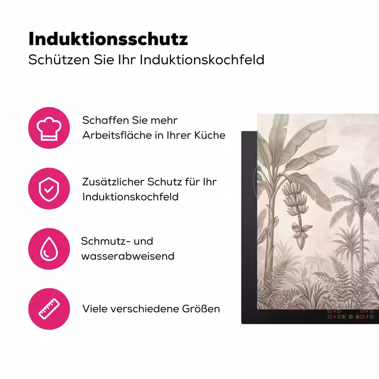 Jungle - Banenboom - Kolibrie - Beige Inductie beschermer vinyl 3mm klein -zzzzzzz-lf-ups