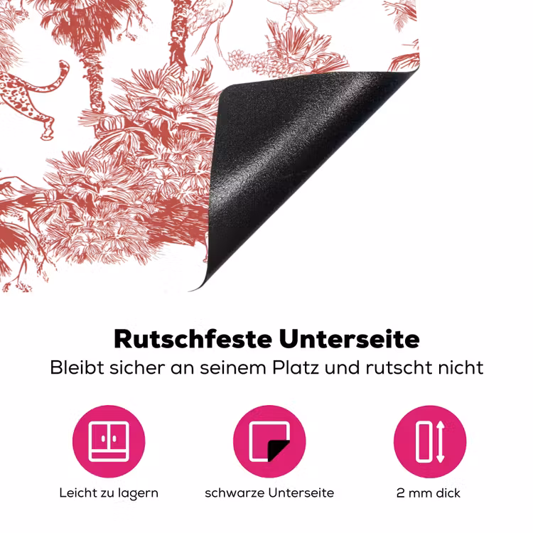 Jungle - Natuur - Rood Inductie beschermer vinyl 3mm klein 276 -zzzzzzz-lf-onderkant