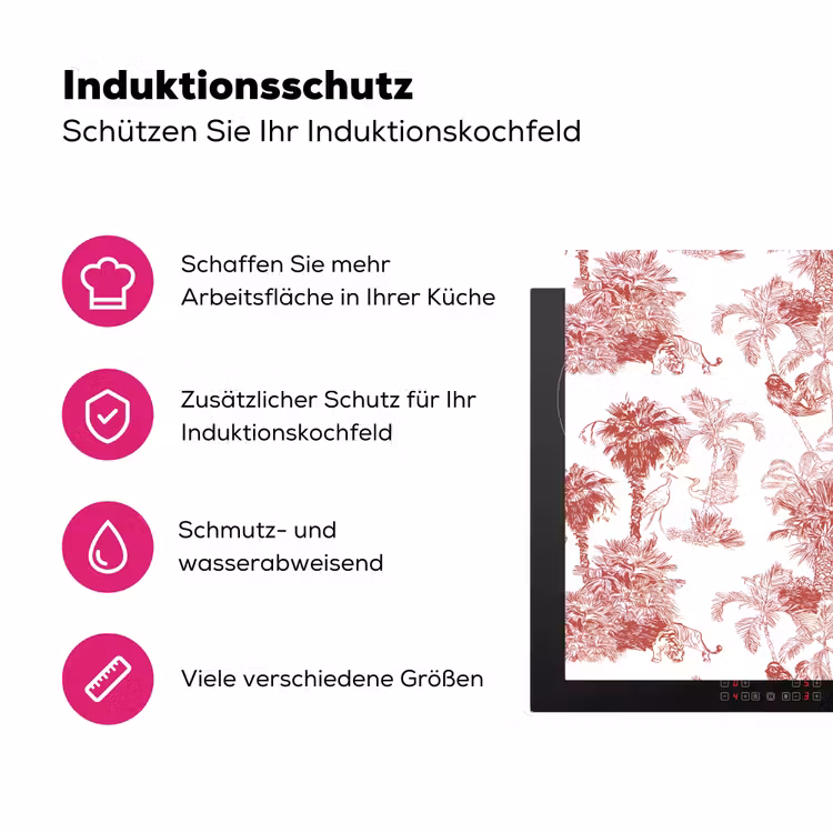Jungle - Natuur - Rood Inductie beschermer vinyl 3mm klein 276 -zzzzzzz-lf-ups
