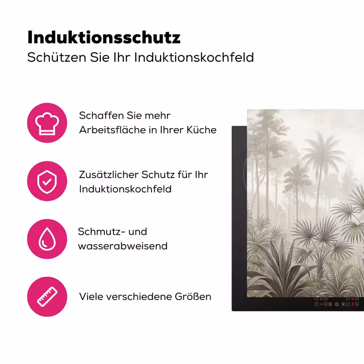 Jungle - Palmbomen - Natuur Inductie beschermer vinyl 3mm klein -zzzzzzz-lf-ups