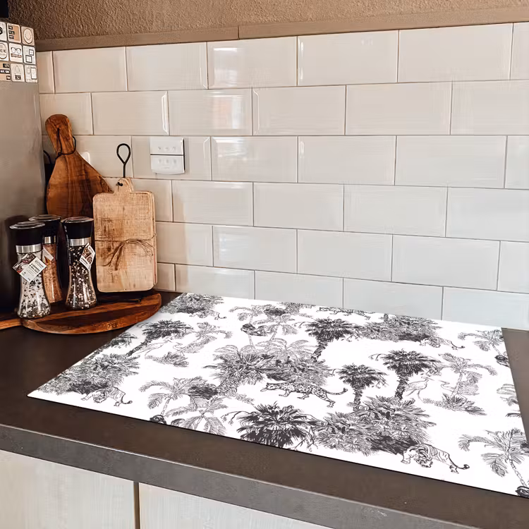 Jungle - Dieren - Grijs Inductie beschermer vinyl 3mm klein 276 -sfeer3