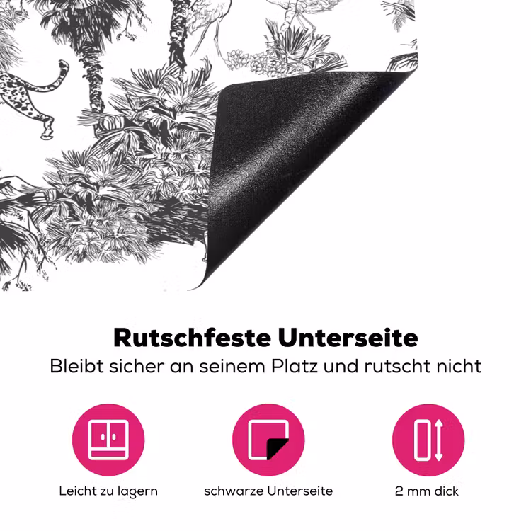 Jungle - Dieren - Grijs Inductie beschermer vinyl 3mm klein 276 -zzzzzzz-lf-onderkant