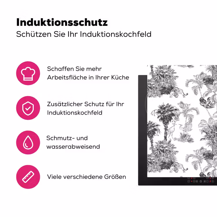 Jungle - Dieren - Grijs Inductie beschermer vinyl 3mm klein 276 -zzzzzzz-lf-ups
