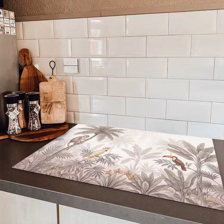 Jungle - Dieren - Palmbomen Inductie beschermer vinyl 3mm klein -sfeer3