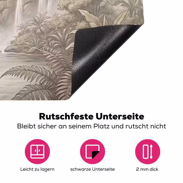Jungle - Watervallen - Tropisch - Illustratie Inductie beschermer vinyl 3mm klein -zzzzzzz-lf-onderkant