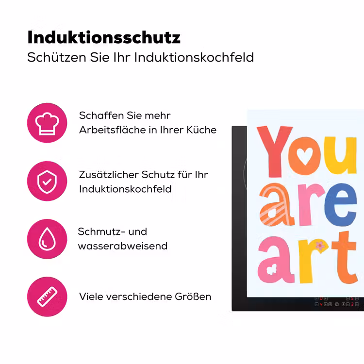You are art - Kleurrijk - Grafisch Inductie beschermer vinyl 3mm klein -zzzzzzz-lf-ups