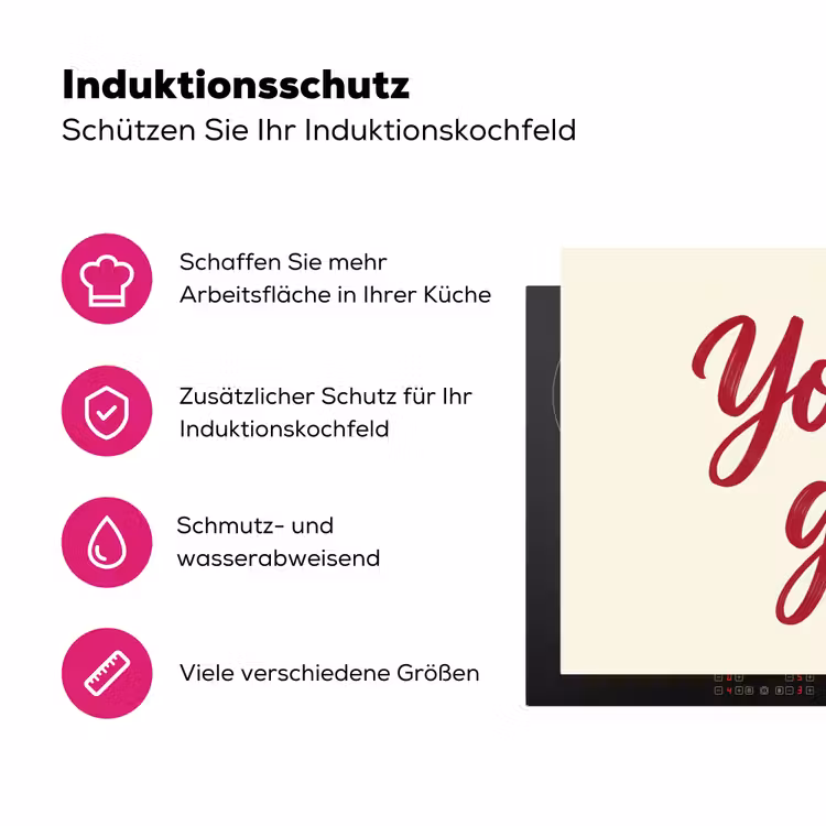 you go girl - Rood - Wit Inductie beschermer vinyl 3mm klein -zzzzzzz-lf-ups