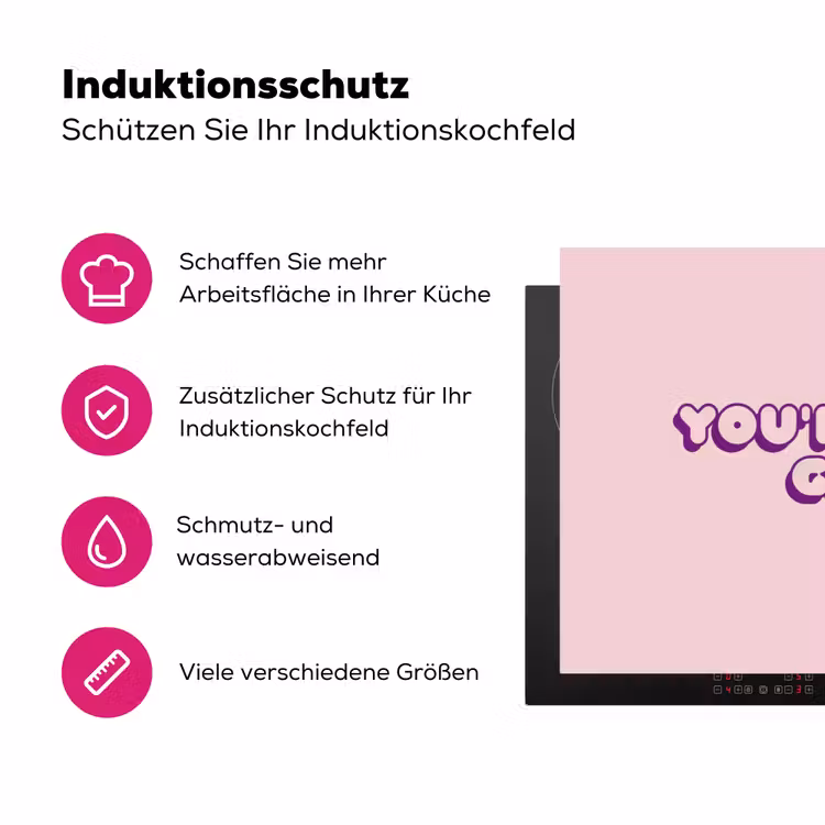 You're doing great - roze - 3D Inductie beschermer vinyl 3mm klein -zzzzzzz-lf-ups