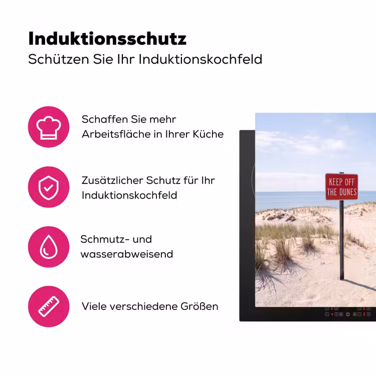 Duin - Bord - Kust - Landschap - Rood Inductie beschermer vinyl 3mm middel -zzzzzzz-lf-ups