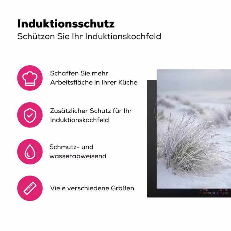 Duinen - Sneeuw - Strand - Winter - Serene Inductie beschermer vinyl 3mm klein -zzzzzzz-lf-ups
