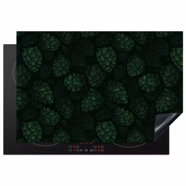 Donker - Groen - Hopbellen - Botanisch - Illustratie Inductie beschermer vinyl 3mm klein 276 -3d