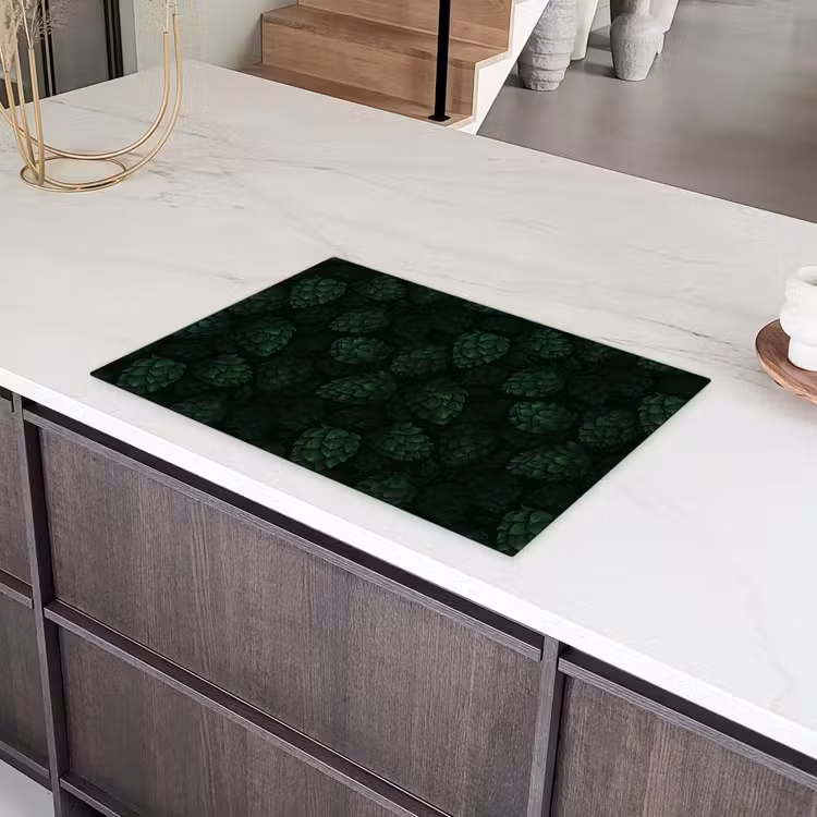 Donker - Groen - Hopbellen - Botanisch - Illustratie Inductie beschermer vinyl 3mm klein 276 -sfeer8