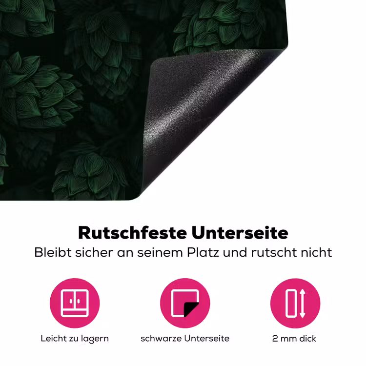 Donker - Groen - Hopbellen - Botanisch - Illustratie Inductie beschermer vinyl 3mm klein 276 -zzzzzzz-lf-onderkant