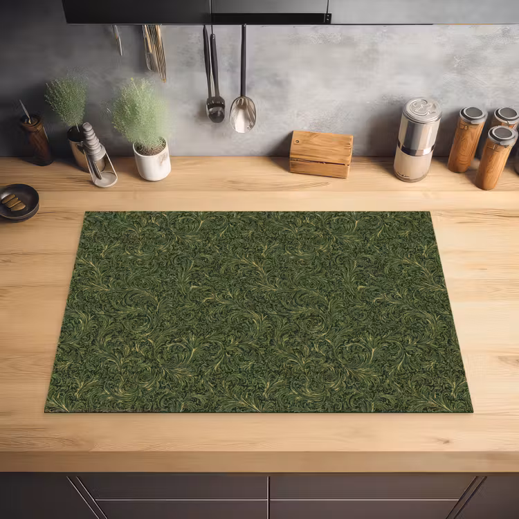Donker - Groen - Krullend - Botanisch Inductie beschermer vinyl 3mm klein 276 -sfeer5