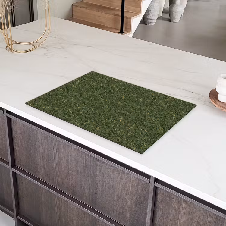 Donker - Groen - Krullend - Botanisch Inductie beschermer vinyl 3mm klein 276 -sfeer8