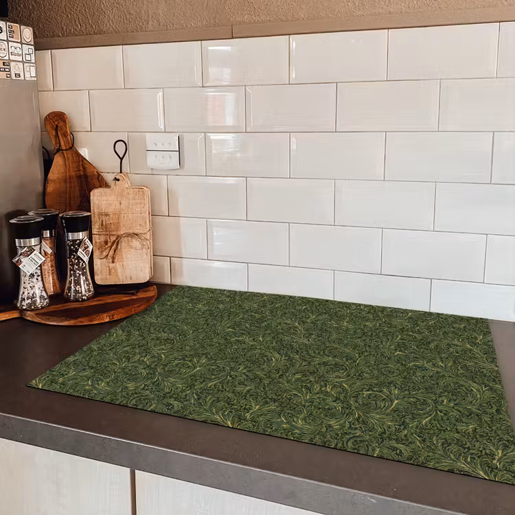 Donker - Groen - Krullend - Botanisch Inductie beschermer vinyl 3mm klein 276 -sfeer3