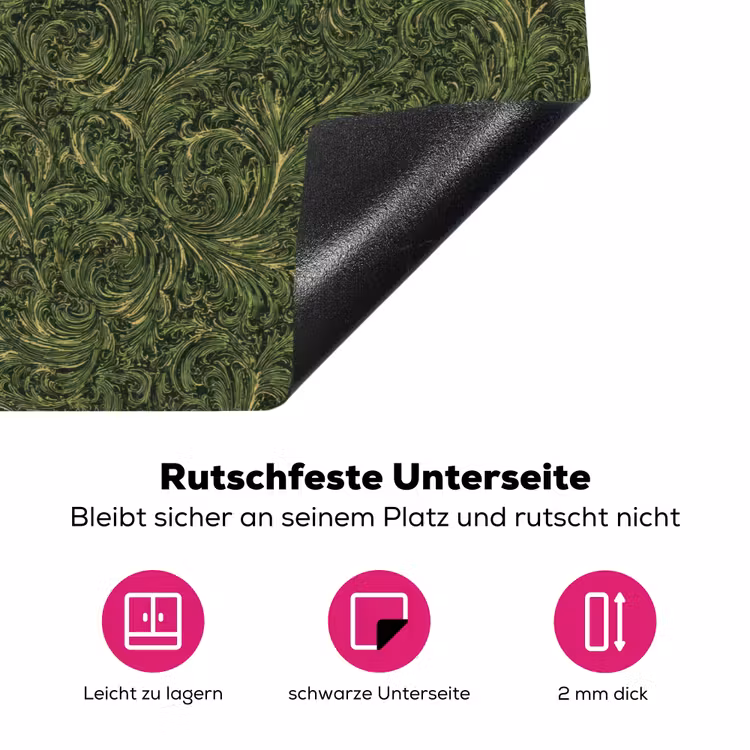 Donker - Groen - Krullend - Botanisch Inductie beschermer vinyl 3mm klein 276 -zzzzzzz-lf-onderkant