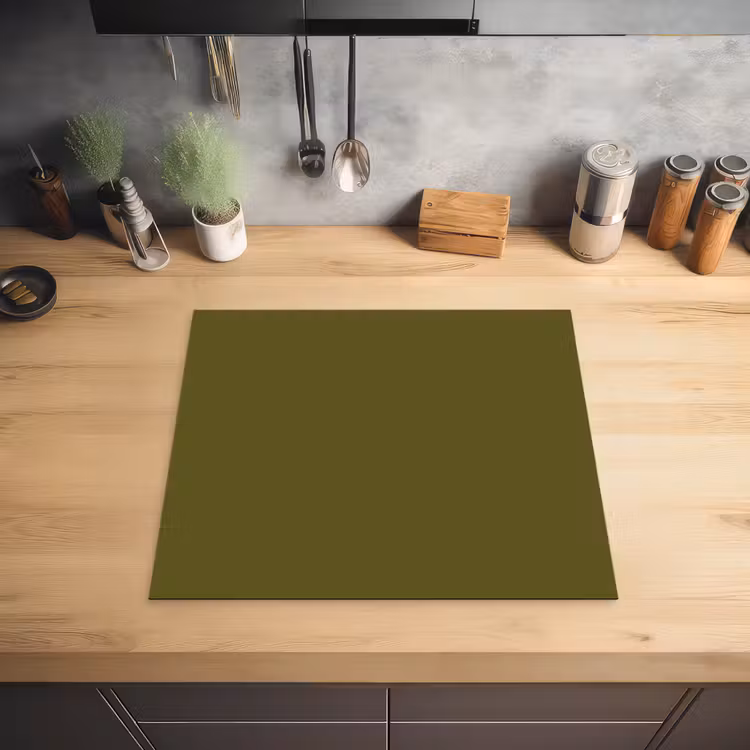 Dark - Olive - Groen Inductie beschermer vinyl 3mm middel 274 -sfeer5
