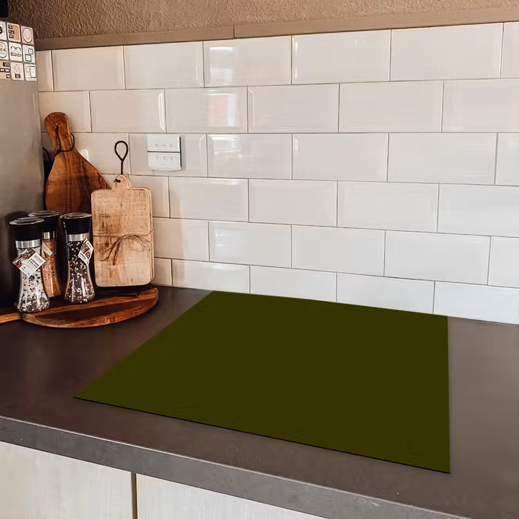 Dark - Olive - Groen Inductie beschermer vinyl 3mm middel 274 -sfeer3