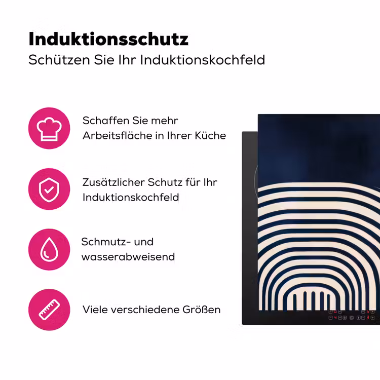 Donkerblauw - Abstract - Lijnen Inductie beschermer vinyl 3mm klein -zzzzzzz-lf-ups