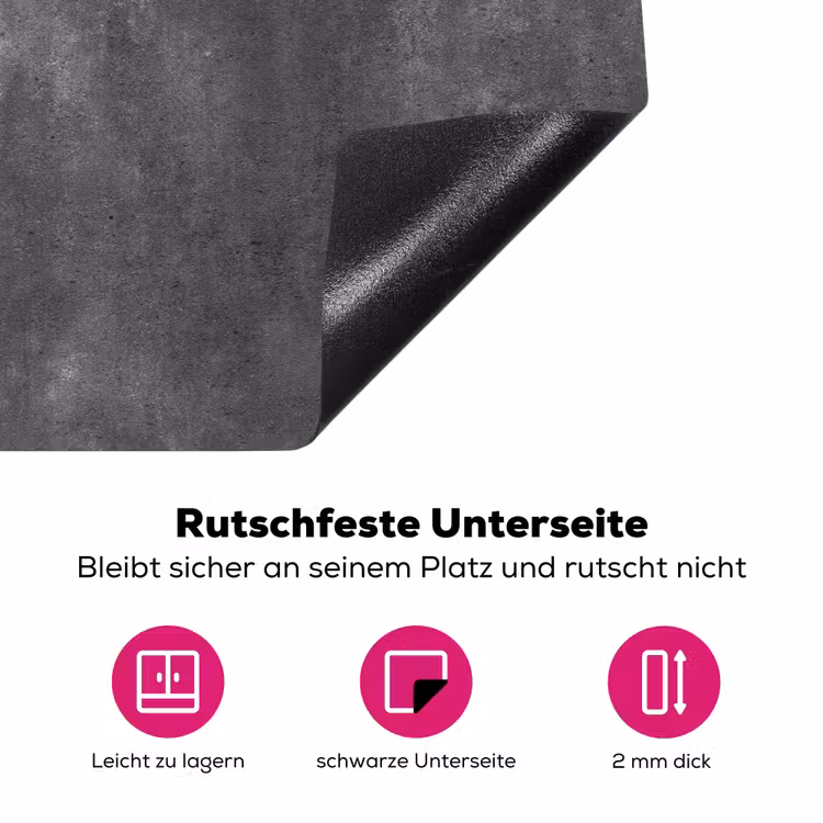 Donkergrijs - Ruw - Beton Inductie beschermer vinyl 3mm klein 276 -zzzzzzz-lf-onderkant