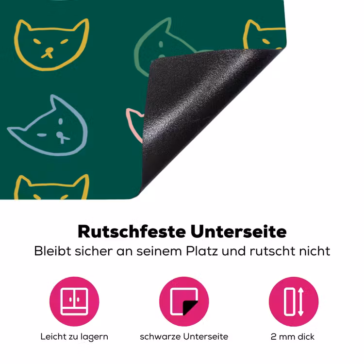Donkergroen - Gezichten - Katten - Kleuren Inductie beschermer vinyl 3mm klein 276 -zzzzzzz-lf-onderkant