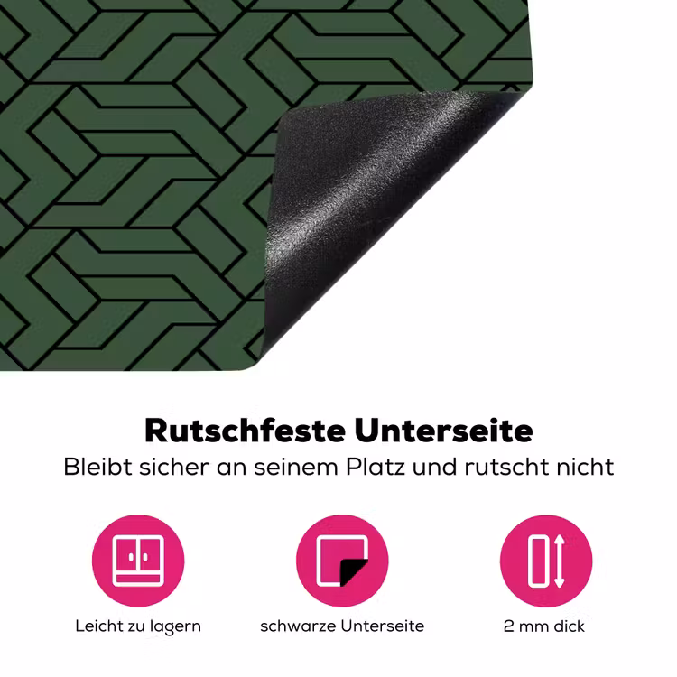 Donkergroen - Patroon - Lijnen - Zwart Inductie beschermer vinyl 3mm klein 276 -zzzzzzz-lf-onderkant