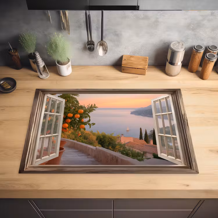Doorkijk - Uitzicht - Meer - Landschap Inductie beschermer vinyl 3mm klein -sfeer5