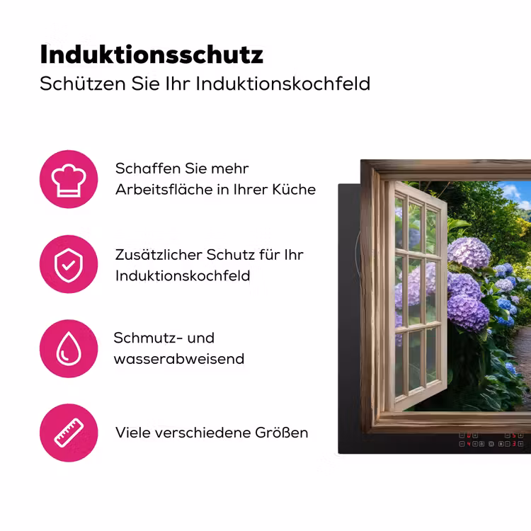 Doorkijk - Hortensia - Pad - Natuur Inductie beschermer vinyl 3mm klein -zzzzzzz-lf-ups