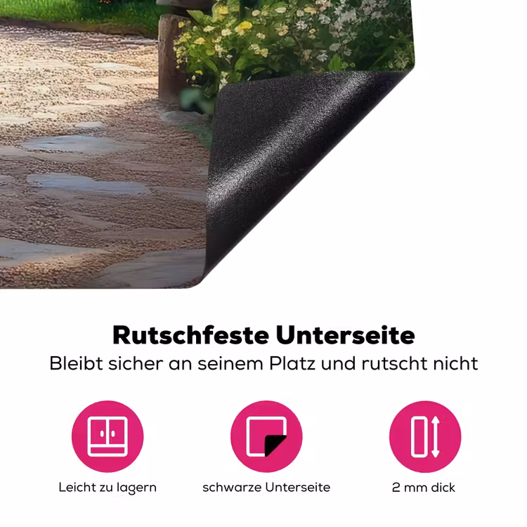 Doorkijk - Landschap - Bloemen - Pad - Uitzicht Inductie beschermer vinyl 3mm middel -zzzzzzz-lf-onderkant