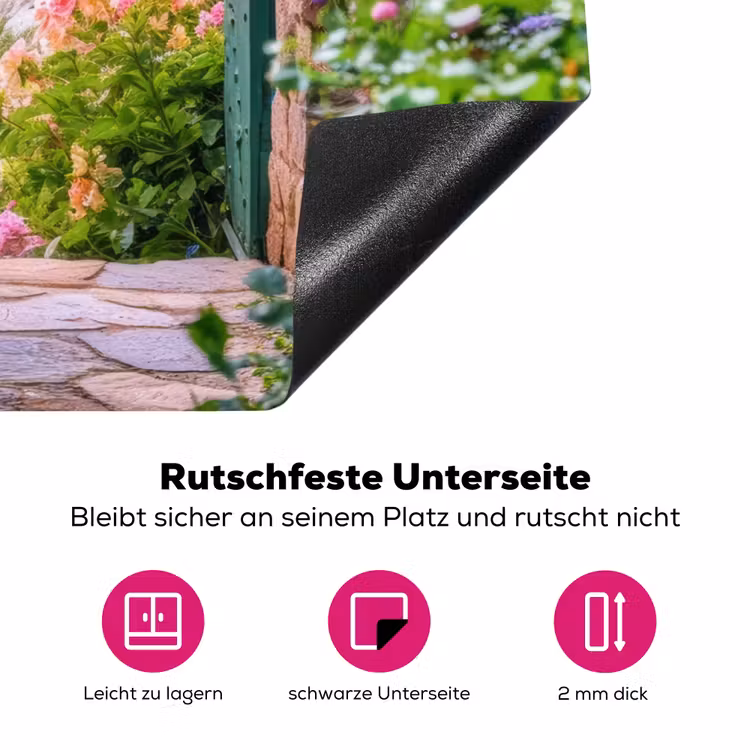 Doorkijk - Vuurtoren - Bloemen - Uitzicht Inductie beschermer vinyl 3mm middel -zzzzzzz-lf-onderkant